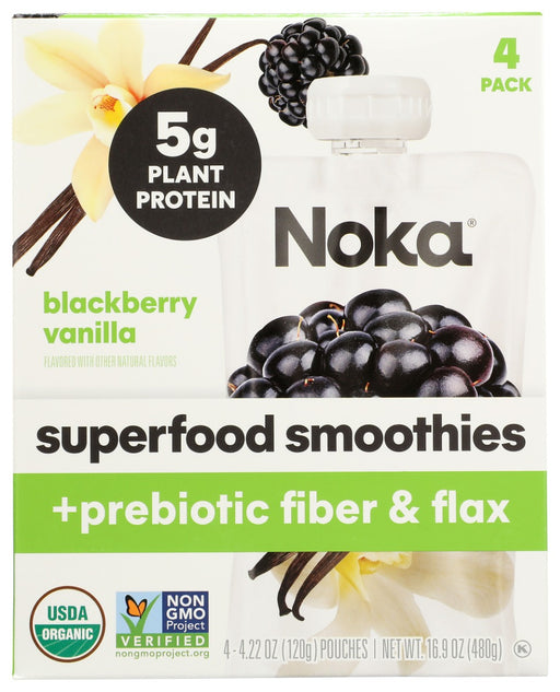 NOKA: Blackberry Vanilla Superfood Smoothie Prebiotic Fiber 4Pk, 16.9 oz