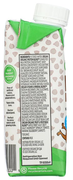 ORGAIN: Healthy Kids Organic Nutritional Shake Chocolate, 8.25 oz