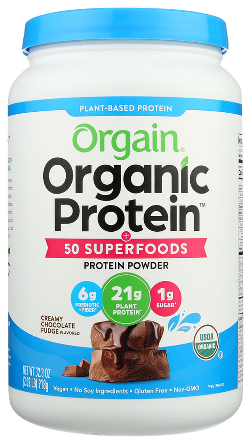 ORGAIN: Organic Protein & Superfoods Creamy Chocolate Fudge Powder, 2.02 lb