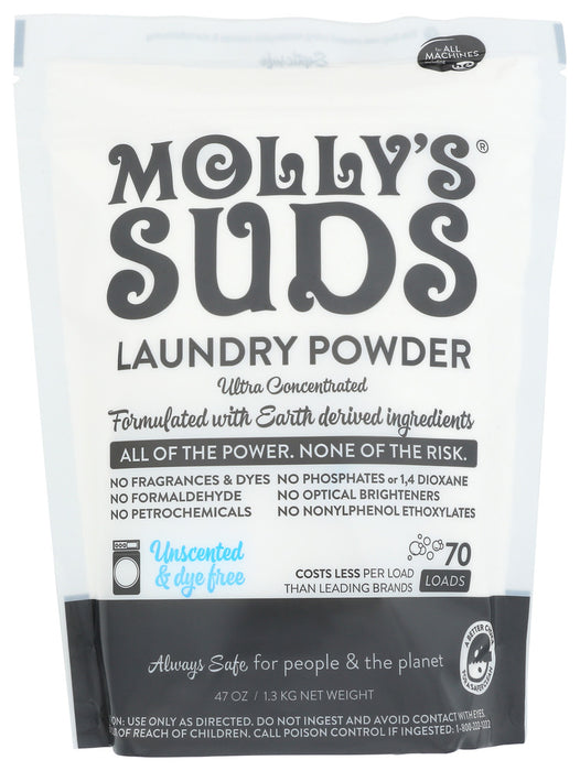 MOLLYS SUDS: Powder Laundry Unscented 70Lds, 47 OZ