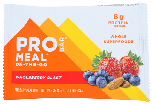 The Wholeberry Blast bar is made with a delicious almond butter base and delivers a harvest taste in every bite. Plump strawberries and sweet blueberries abound in this fruity favorite!