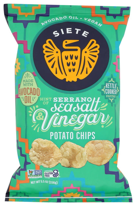 SIETE: CHIPS Sea Salt and Vinegar Potato Chips, 5.5 oz