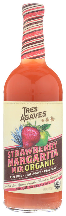 TRES AGAVES: Organic Strawberry Margarita Mix, 33.8 fo