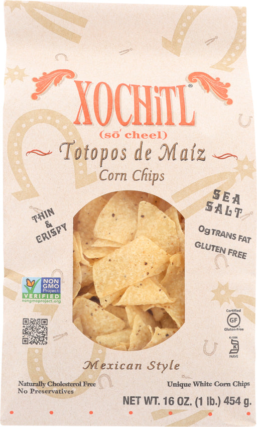 Delivered direct from the Xochitl plant in Texas.
Fresh, Thin and Crispy! 
Our Xochitl Salted Tortilla Chips are the crispy, mouthwatering tortilla chips you've been looking for! With just a touch of salt, these chips can be enjoyed straight out of the bag or dipped into one of our fresh and delicious salsas for an authentic Mexican taste.