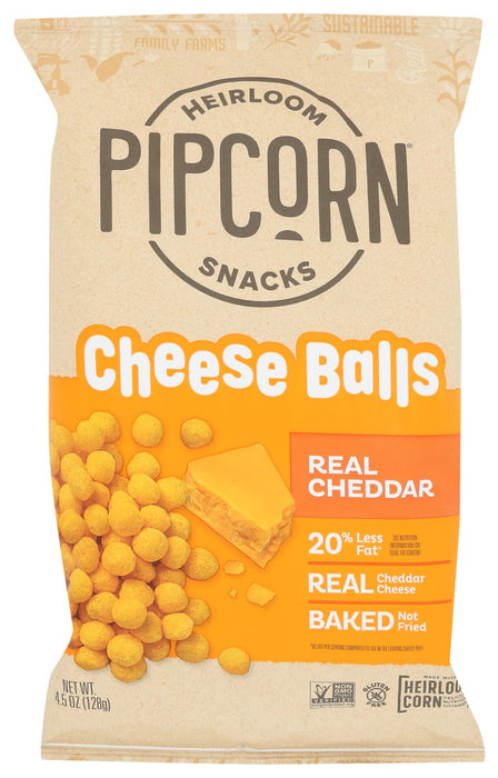 PIPCORN: Cheese Balls Cheddar, 4.5 oz