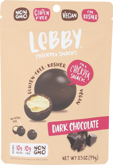 LEBBY SNACKS: Dry Roasted Chickpeas Dark Chocolate, 3.5 oz