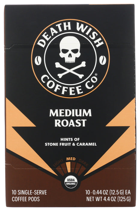 DEATH WISH COFFEE: Single Serve Medium Roast Coffee, 10 cp - No Brand For Less 