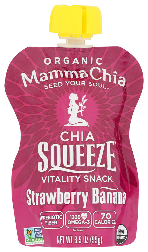 MAMMA CHIA: Organic Chia Squeeze Vitality Snack Strawberry Banana, 3.5 oz