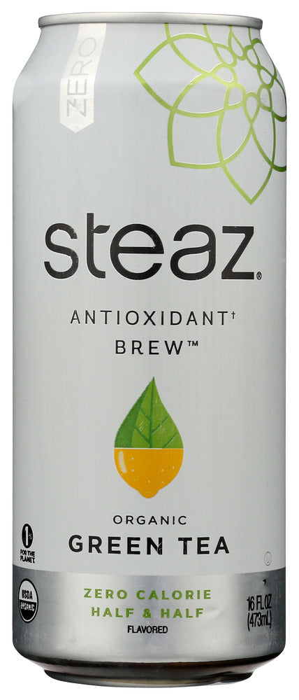 STEAZ: Organic Zero Calorie Iced Green Tea With Lemonade Half & Half, 16 fo