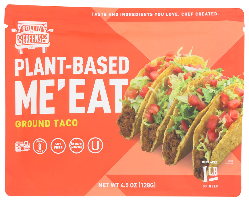 ROLLINGREENS: Ground Taco Plant Based Meeat, 4.5 oz