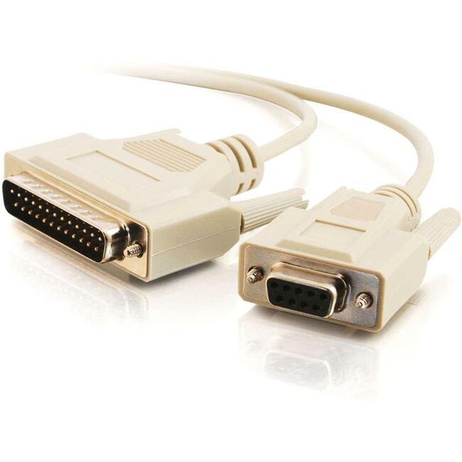 C2G 6ft DB25 Male to DB9 Female Null Modem Cable