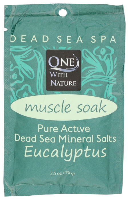 ONE WITH NATURE: 100% Pure Active Dead Sea Minerals Salts Muscle Soothing Eucalyptus, 2.5 oz