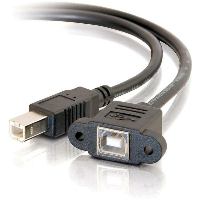 C2G 3ft Panel-Mount USB 2.0 B Female to B Male Cable