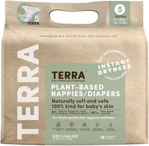 TERRA: Plant-Based Diapers Walker Size 5, 16 ea