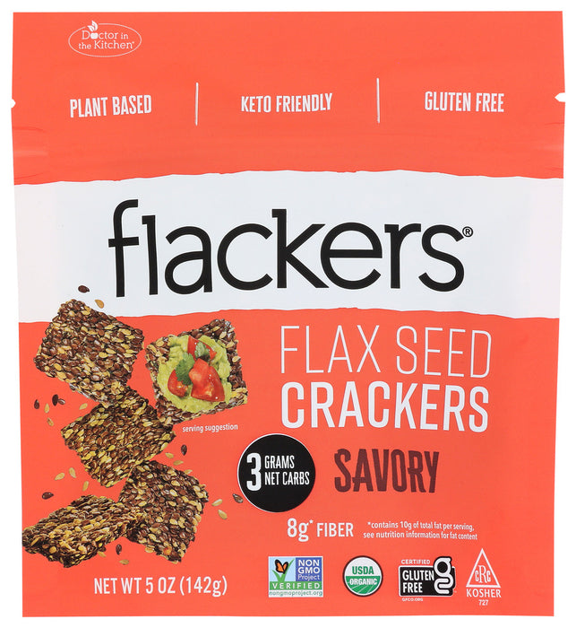 DOCTOR IN THE KITCHEN: Flackers Flax Seed Crackers Savory Garlic-Onion-Basil and Red Chile Pepper, 5 oz - No Brand For Less 