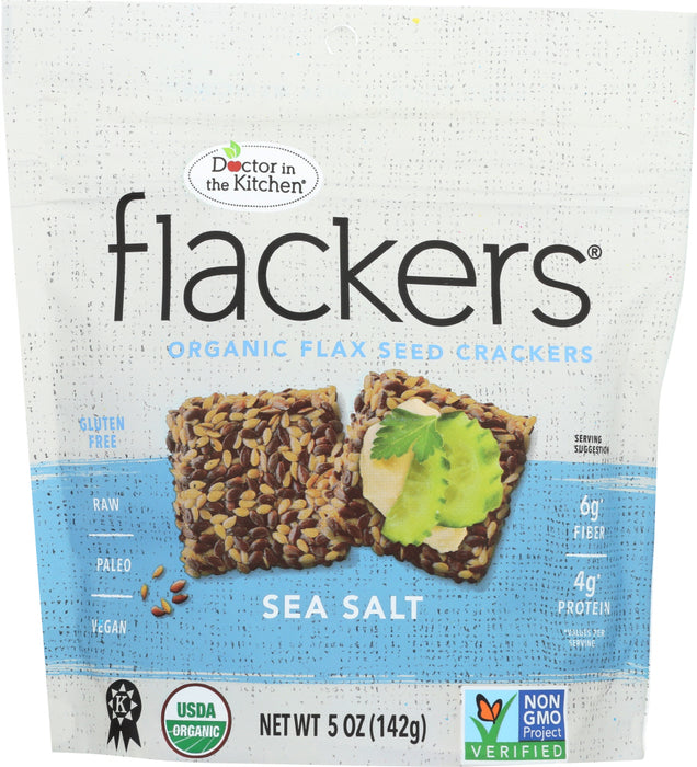 DOCTOR IN THE KITCHEN: Flackers Flax Seed Crackers Sea Salt, 5 oz - No Brand For Less 