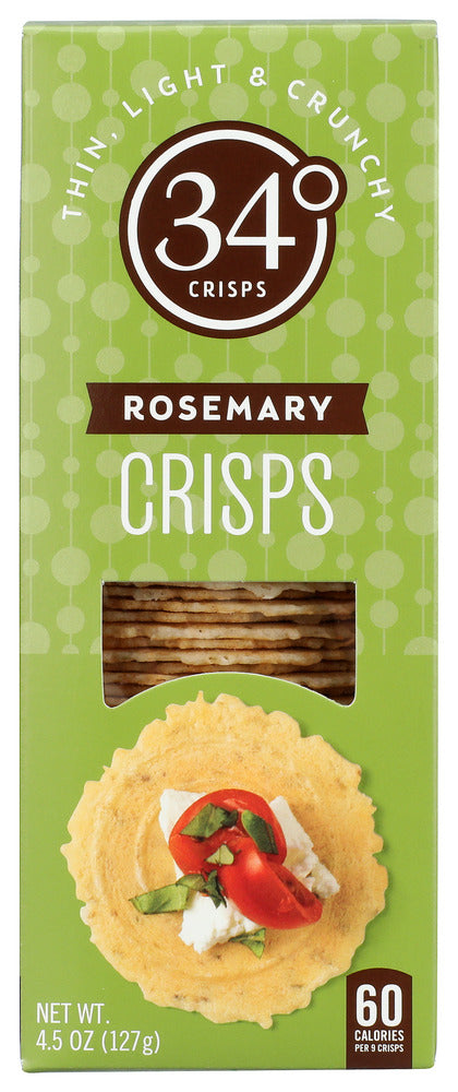 With just the right amount of flavor to bring out the best in whatever you pair them with, our 34 Degrees Rosemary Crisps won't overwhelm your palate. Try with anything from creamy cheeses to cured meats, chicken salad or hummus.