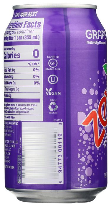 ZEVIA: All Natural Zero Calorie Soda Grape 6-12 fl oz, 72 fl oz