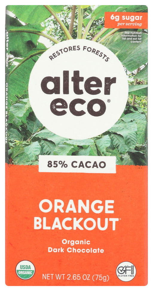 ALTER ECO: Orange Blackout Dark Chocolate Bar, 2.65 oz - No Brand For Less 