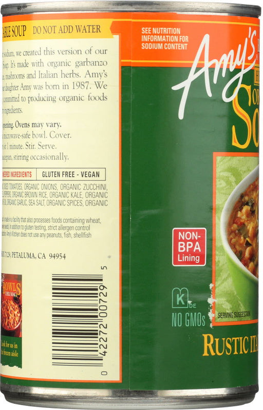 AMYS: Soup Vegetable Italian Reduce Sodium, 14 oz - No Brand For Less 