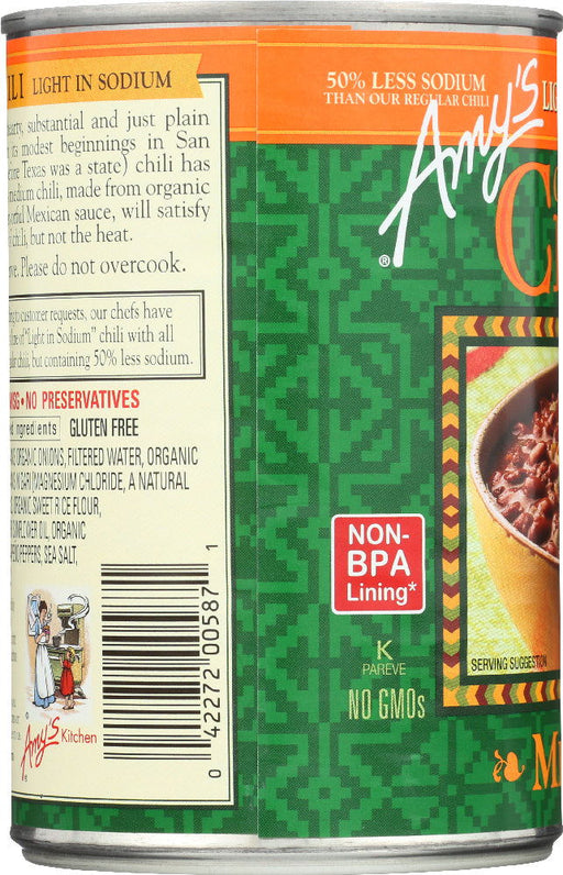 AMY'S: Organic Chili Light in Sodium Medium, 14.7 oz - No Brand For Less 