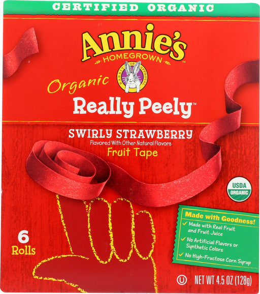 ANNIES HOMEGROWN: Fruit Peely Swrly Strwbry, 4.5 oz - No Brand For Less 