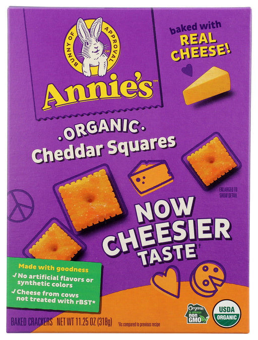 ANNIES HOMEGROWN: Organic Cheddar Squares Baked Snack Crackers, 11.25 oz - No Brand For Less 