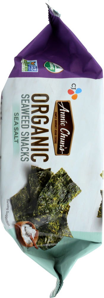 ANNIE CHUNS: Organic Seaweed Snacks, Sea Salt, 0.35 oz - No Brand For Less 