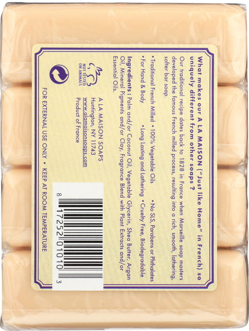 A LA MAISON DE PROVENCE: Traditional French Milled Bar Soap Value Pack Lavender Flowers 4 Bars, 14 oz - No Brand For Less 