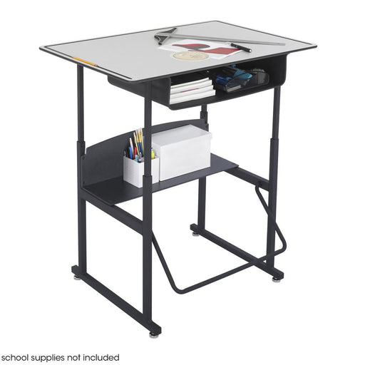 AlphaBetter® Adjustable-Height Stand-Up Desk, 36 x 24" Premium or Dry Erase Top, Book Box and Swinging Footrest Bar - Gray - No Brand For Less 