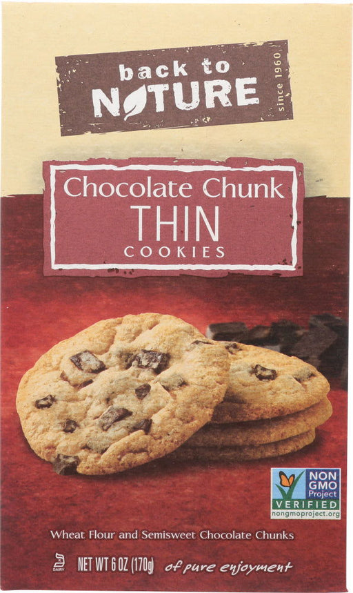 BACK TO NATURE: Chocolate Chunk Thin Cookies, 6 oz - No Brand For Less 