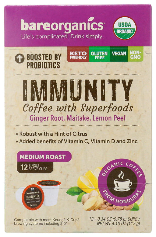 BAREORGANICS: Organic Immunity Coffee With Superfoods, 4.13 oz - No Brand For Less 