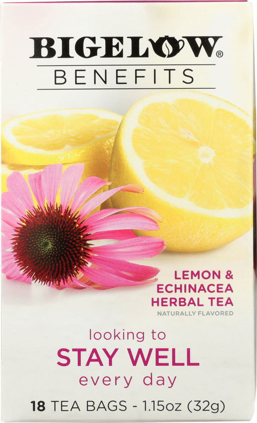 BIGELOW: Benefits Lemon and  Echinacea Herbal Tea 18 Bags, 1.15 oz - No Brand For Less 