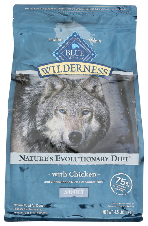 BLUE BUFFALO: Dog Food Wldrnss Adlt Chkn, 4.5 LB - No Brand For Less 