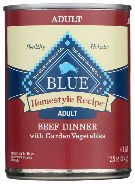 BLUE BUFFALO: Homestyle Recipe Adult Dog Food Beef Dinner with Garden Vegetables, 12.50 oz - No Brand For Less 