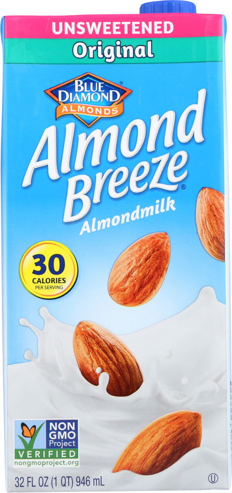 BLUE DIAMOND: Almond Breeze Original Unsweetened Almondmilk, 32 oz - No Brand For Less 