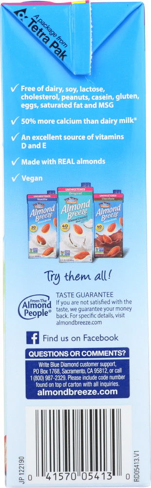 BLUE DIAMOND: Almond Breeze Original Unsweetened Almondmilk, 32 oz - No Brand For Less 