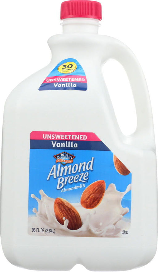 BLUE DIAMOND: Almond Breeze Unsweetened Vanilla Almondmilk, 96 oz - No Brand For Less 