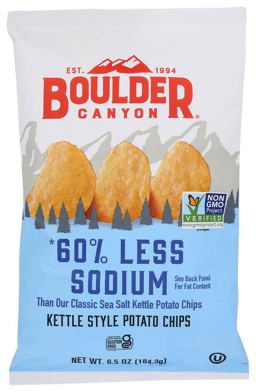 BOULDER CANYON: 60% Reduced Sodium Kettle Cooked Potato Chips, 6.5 oz - No Brand For Less 