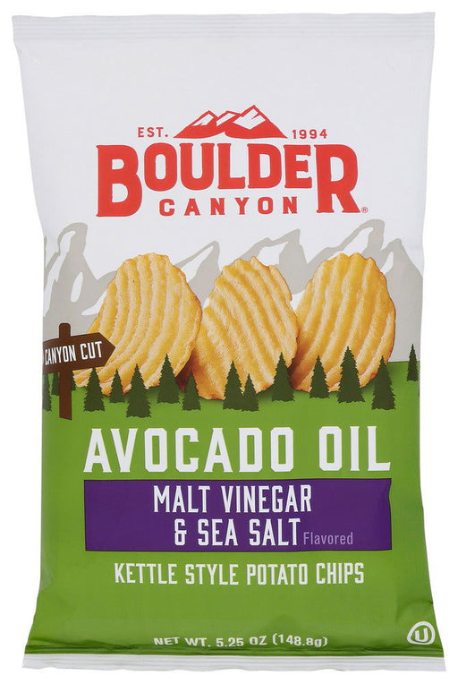 BOULDER CANYON: Avocado Oil Canyon Cut Potato Chips Malt Vinegar & Sea Salt, 5.25 Oz - No Brand For Less 