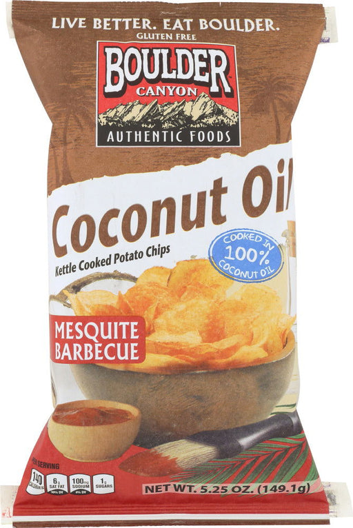 BOULDER CANYON: Coconut Oil Mesquite Barbecue Kettle Cooked Potato Chips, 5.25 oz - No Brand For Less 