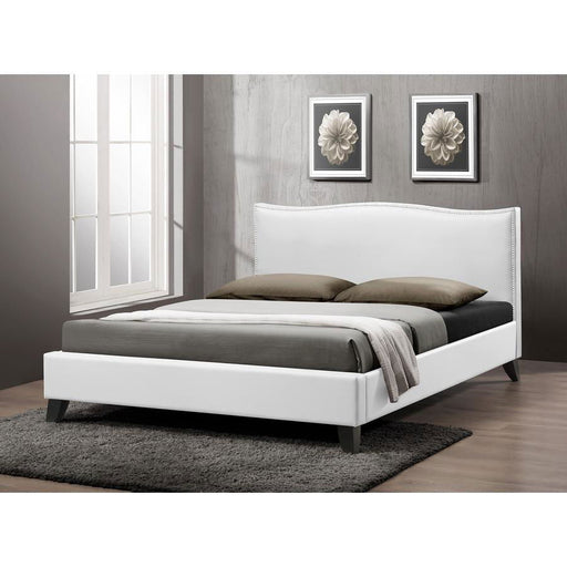 Battersby White Modern Bed with Upholstered Headboard - Queen Size - No Brand For Less 