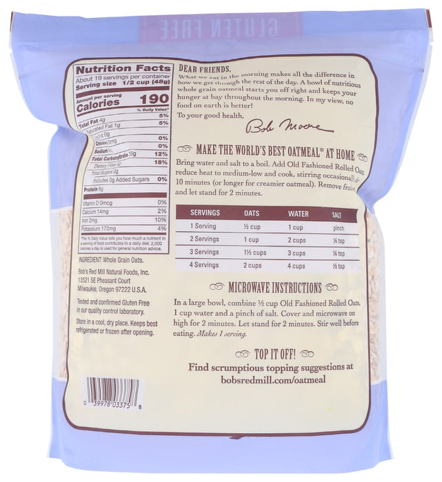 BOBS RED MILL: Gluten Free Old Fashioned Rolled Oats, 32 oz