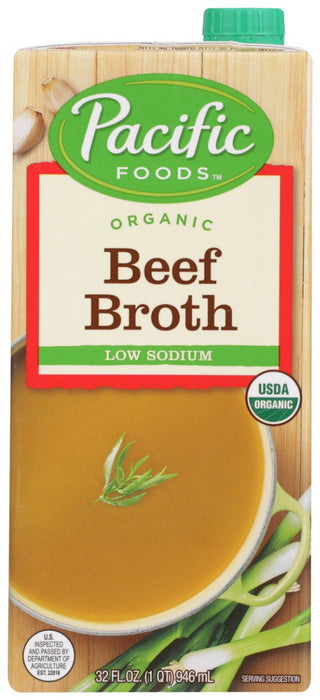 Effortlessly craft extraordinary meals with Pacific Foods® Low Sodium Organic Beef Broth. We slow-simmer humanely raised organic beef with onions, garlic and a touch of sea salt for a savory beef broth with 125mg of sodium per serving. Use it in any recipe that calls for low sodium beef broth, beef stock or water. It's great as a soup base and for crafting delectable stews and ramen. It also elevates gravies, sauces and marinades, and it enhances the cooking of grains, protein and veggies.