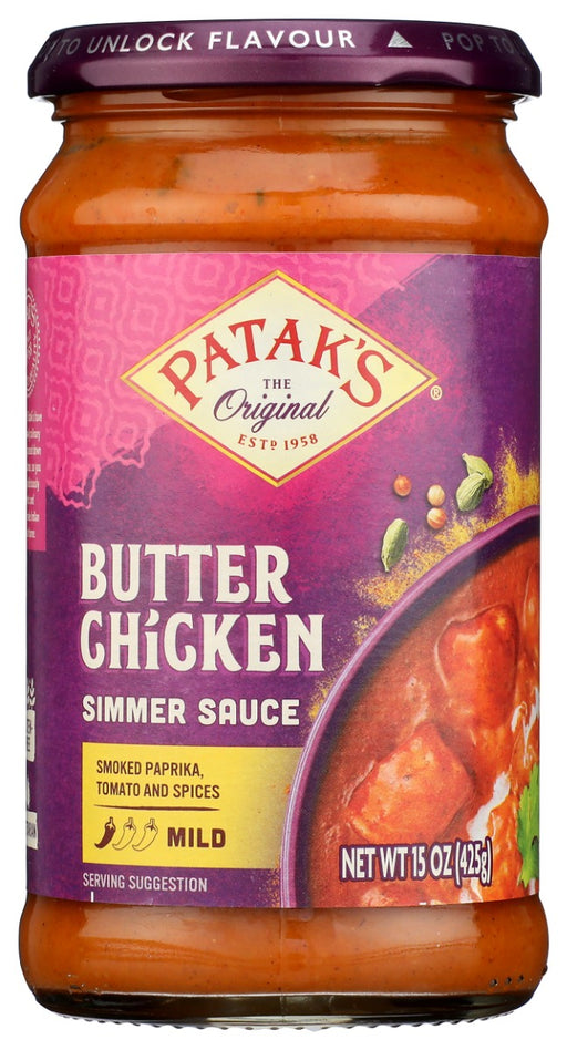 Patak's® Butter Chicken Simmer Sauce is a classic favorite. This mild and creamy curry sauce is inspired by northern Indian cuisine and has a complex spice blend to bring your authentic curry dish together in just a few minutes.