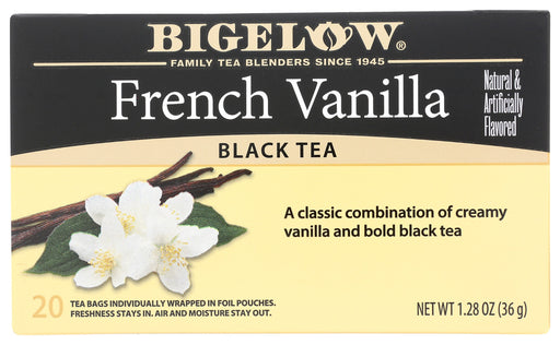 Each ingredient has been carefully selected by the Bigelow family to deliver an uncompromised quality tea experience. The creamy flavor of vanilla brought together with a robust black tea creates a classic combination. With the addition of just a little bit of milk and sweetener it's the perfect low calorie indulgent treat.