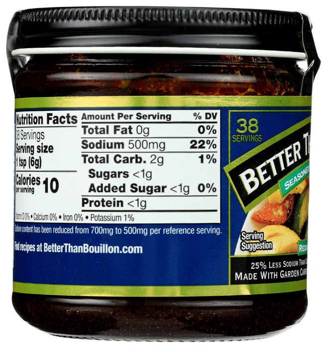 BETTER THAN BOUILLON: Seasoned Vegetable Base Reduced Sodium, 8 oz