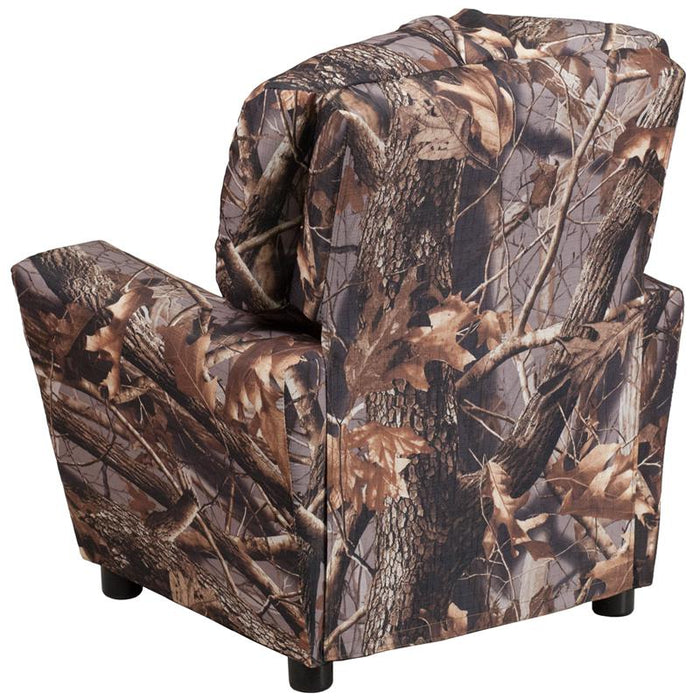 Contemporary Camouflaged Fabric Kids Recliner with Cup Holder