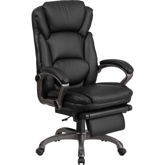 High Back Black Executive Swivel Office Chair with Outer Lumbar Cushion and Arms