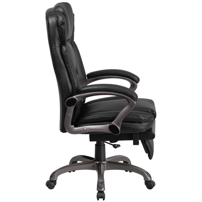 High Back Black Executive Swivel Office Chair with Outer Lumbar Cushion and Arms